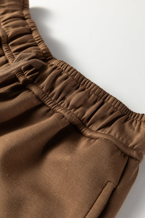 Solid Color V Neck High Waist Active Pant Set