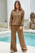 Solid Color V Neck High Waist Active Pant Set