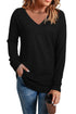 Solid Color V Neck Long Sleeve Knit Top