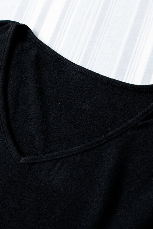 Solid Color V Neck Long Sleeve Knit Top