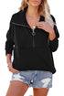 Solid Color Zip Collar Sweatshirt With Pockets