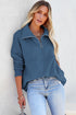Solid Color Zip Collar Sweatshirt With Pockets