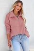 Solid Color Zip Collar Sweatshirt With Pockets