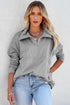 Solid Color Zip Collar Sweatshirt With Pockets