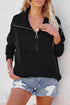 Solid Color Zip Collar Sweatshirt With Pockets