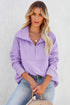 Solid Color Zip Collar Sweatshirt With Pockets