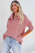 Solid Color Zip Collar Sweatshirt With Pockets