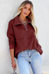Solid Color Zip Collar Sweatshirt With Pockets