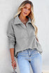 Solid Color Zip Collar Sweatshirt With Pockets
