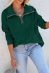 Solid Color Zip Collar Sweatshirt With Pockets