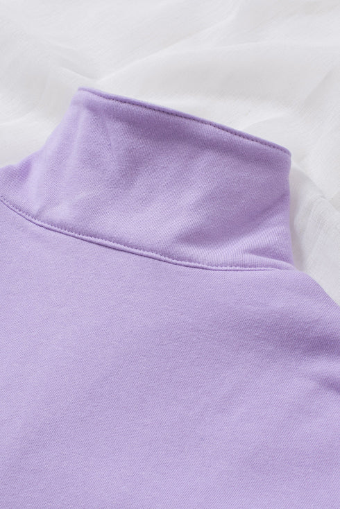 Solid Color Zip Collar Sweatshirt With Pockets