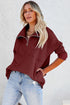 Solid Color Zip Collar Sweatshirt With Pockets