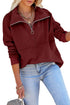 Solid Color Zip Collar Sweatshirt With Pockets