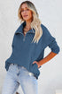 Solid Color Zip Collar Sweatshirt With Pockets