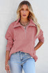 Solid Color Zip Collar Sweatshirt With Pockets