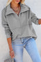 Solid Color Zip Collar Sweatshirt With Pockets