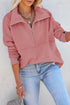Solid Color Zip Collar Sweatshirt With Pockets