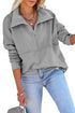 Solid Color Zip Collar Sweatshirt With Pockets