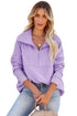 Solid Color Zip Collar Sweatshirt With Pockets