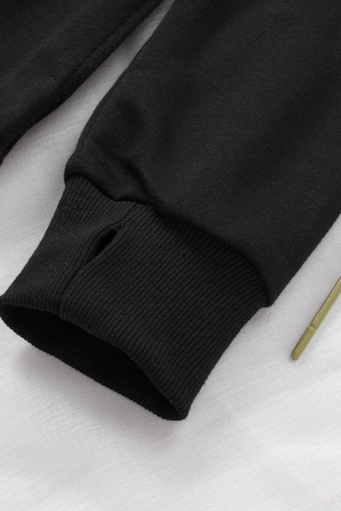 Solid Color Zip Collar Sweatshirt With Pockets