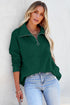 Solid Color Zip Collar Sweatshirt With Pockets