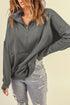 Solid Color Zip Collar Sweatshirt With Pockets