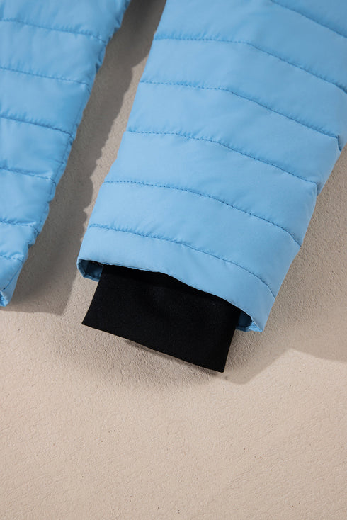 Solid Color Zip-up Quilted Puffer Jacket