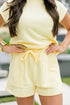 Solid Comfy Tee And Drawstring Lounge Short Set