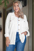 Solid Corded Drop Shoulder Casual Shacket Outerwear