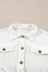 Solid Corded Drop Shoulder Casual Shacket Outerwear