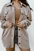 Solid Corded Drop Shoulder Casual Shacket Outerwear