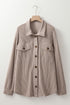 Solid Corded Drop Shoulder Casual Shacket Outerwear