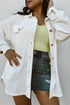 Solid Corded Drop Shoulder Casual Shacket Outerwear