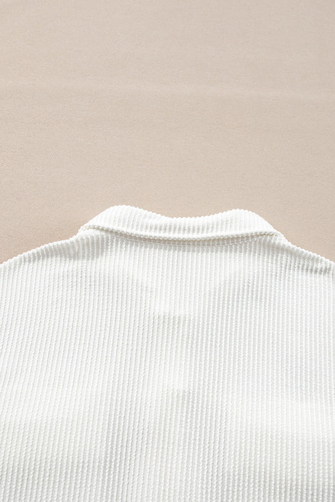 Solid Corded Drop Shoulder Casual Shacket Outerwear