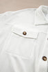 Solid Corded Drop Shoulder Casual Shacket Outerwear