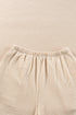 Solid Corded Knit Long Sleeve High Waist Short Set
