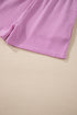 Solid Corded Knit Long Sleeve High Waist Short Set