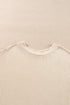 Solid Corded Knit Long Sleeve High Waist Short Set