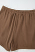 Solid Corded Knit Long Sleeve High Waist Short Set