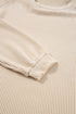Solid Corded Knit Long Sleeve High Waist Short Set