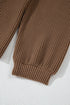 Solid Corded Knit Long Sleeve High Waist Short Set