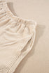Solid Corded Knit Long Sleeve High Waist Short Set