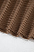Solid Corded Knit Long Sleeve High Waist Short Set