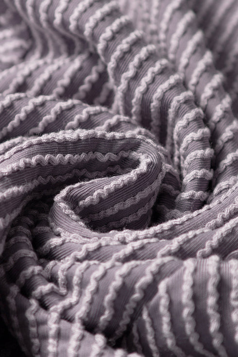 Solid Corded Knit Short Sleeve Wide Leg Pant Set