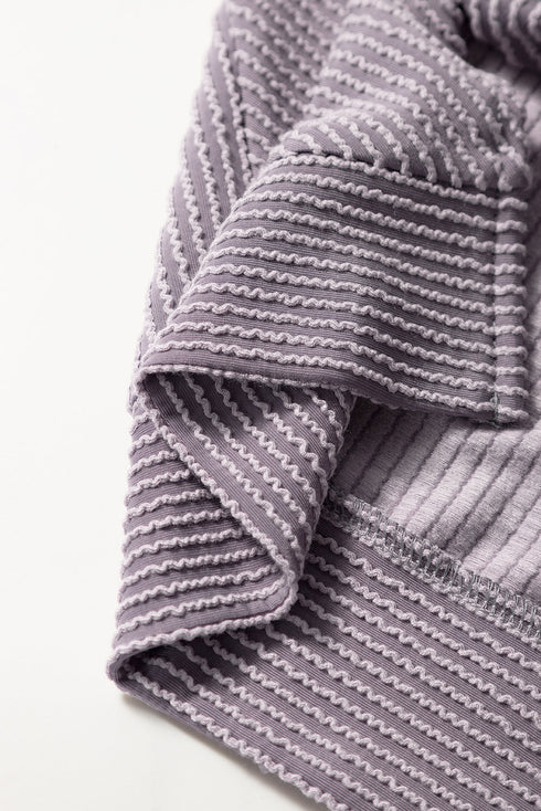 Solid Corded Knit Short Sleeve Wide Leg Pant Set