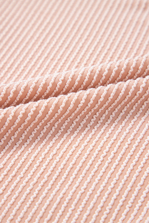 Solid Corded Knit Short Sleeve Wide Leg Pant Set