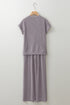 Solid Corded Knit Short Sleeve Wide Leg Pant Set