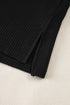 Solid Corded Textured Knit Exposed Stitching T-shirt