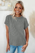 Solid Corded Textured Knit Exposed Stitching T-shirt