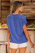 Solid Corded Textured Knit Exposed Stitching T-shirt